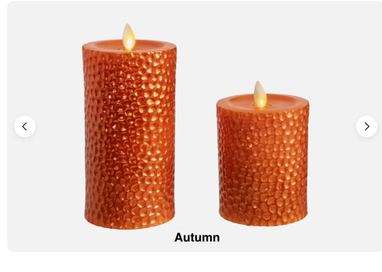 Luminara S/2 Flameless 4″& 6″ Metallic Hammered Pillar Set In AUTUMN – FREE SHIP