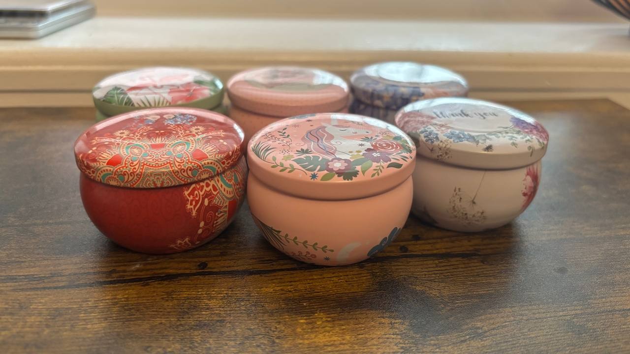 Handmade Soy Wax Candles – Set of 6 in Decorative Tins, Organic and Eco-Friendly