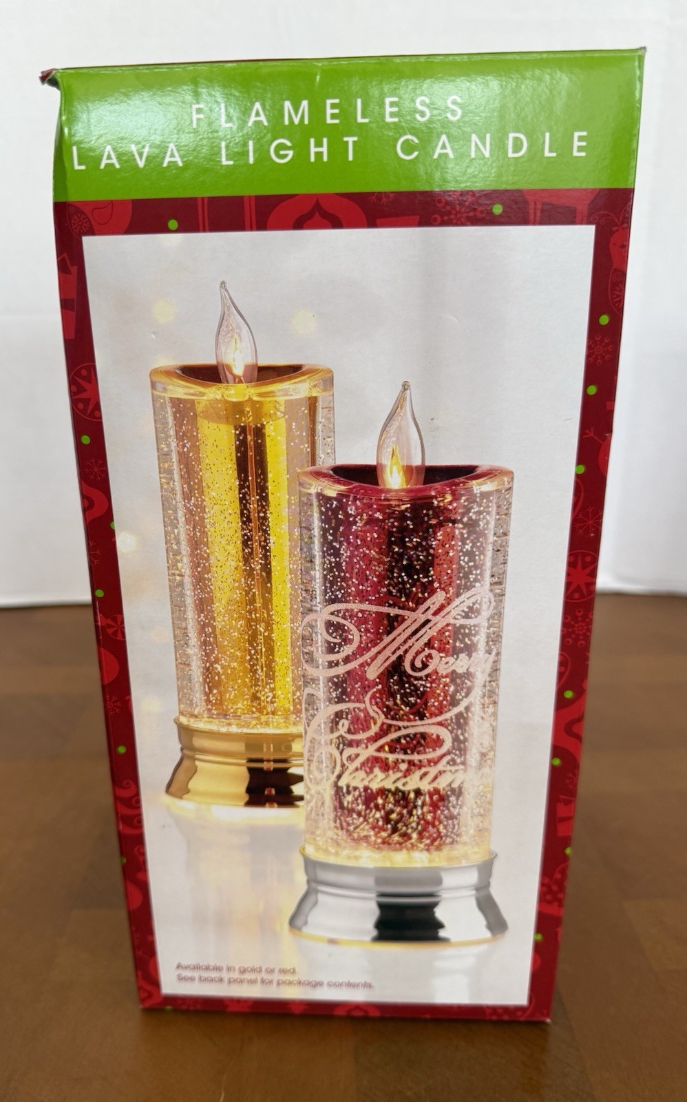 Flameless Lava Light Candle 10in Gold/Clear Glitter Swirl Corded Indoor C-1107