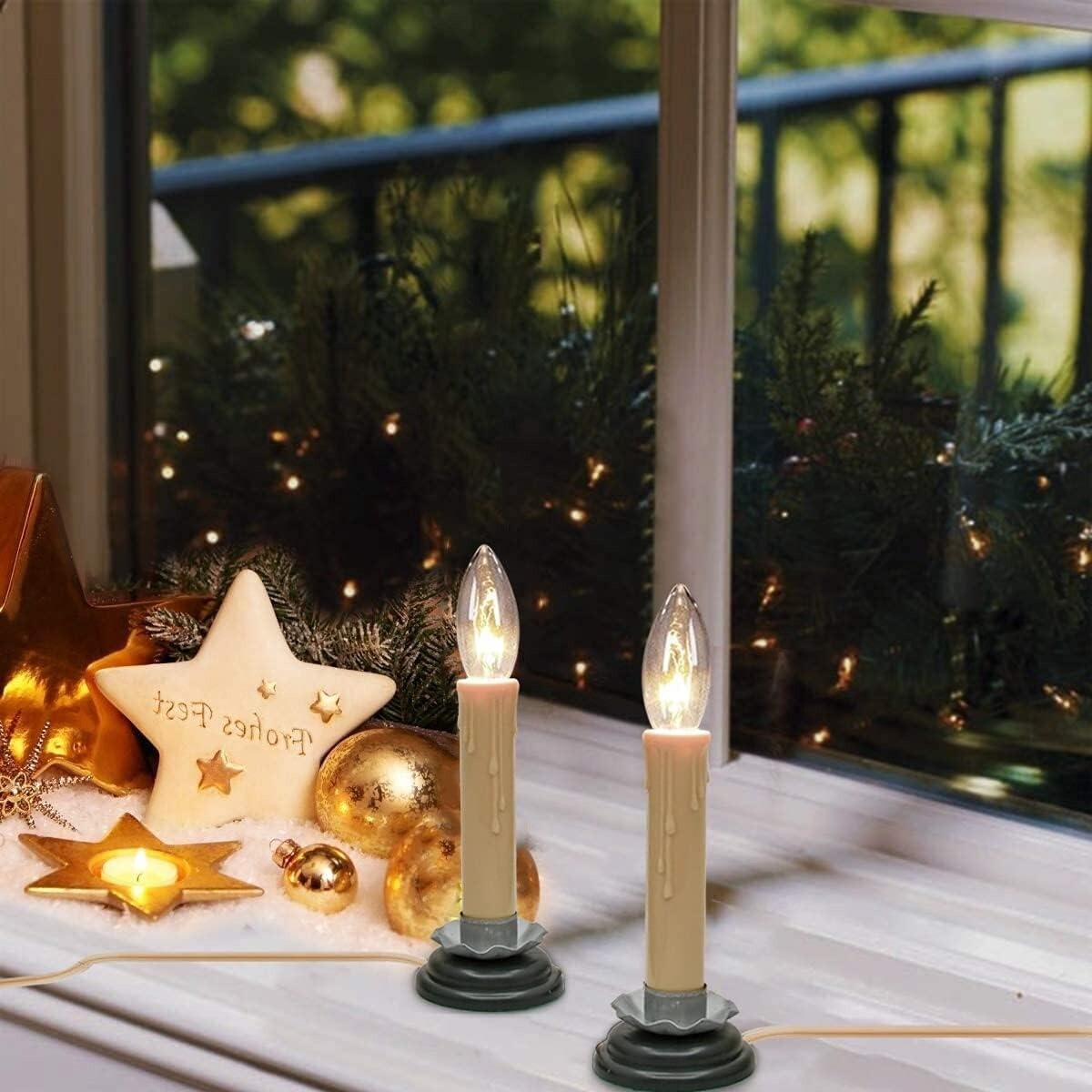 5 Inch Electric Window Candles, Christmas Electric Country Candle Lamps Set of 4