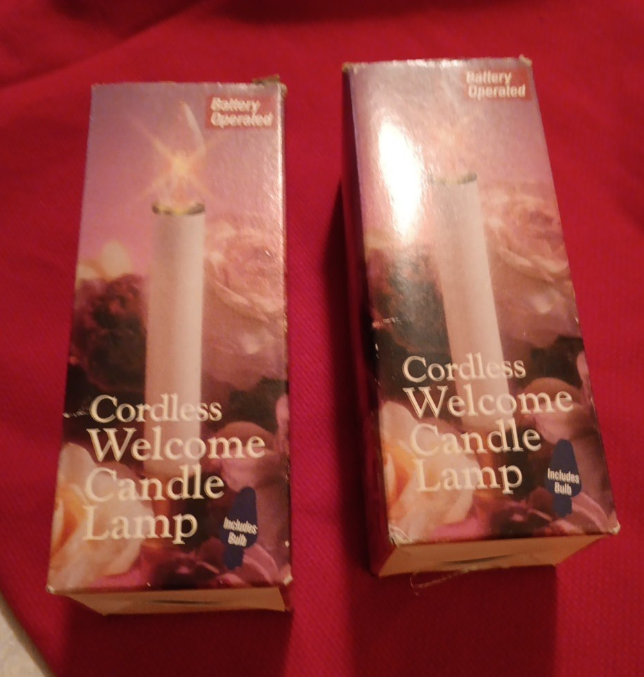 Vintage 2 Darice Cordless Welcome Candles Lamps Batteries Not Included