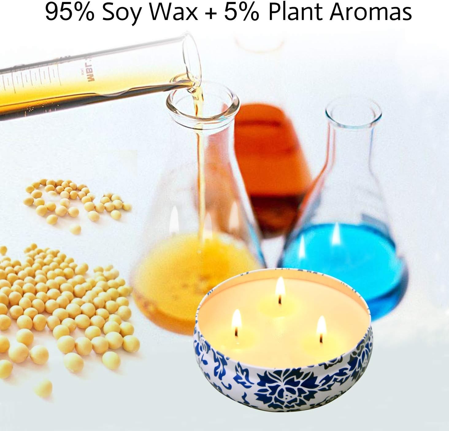Citronella Candles Outdoor & Indoor – Large 13.5 oz Scented Candles Set 3 Pac…
