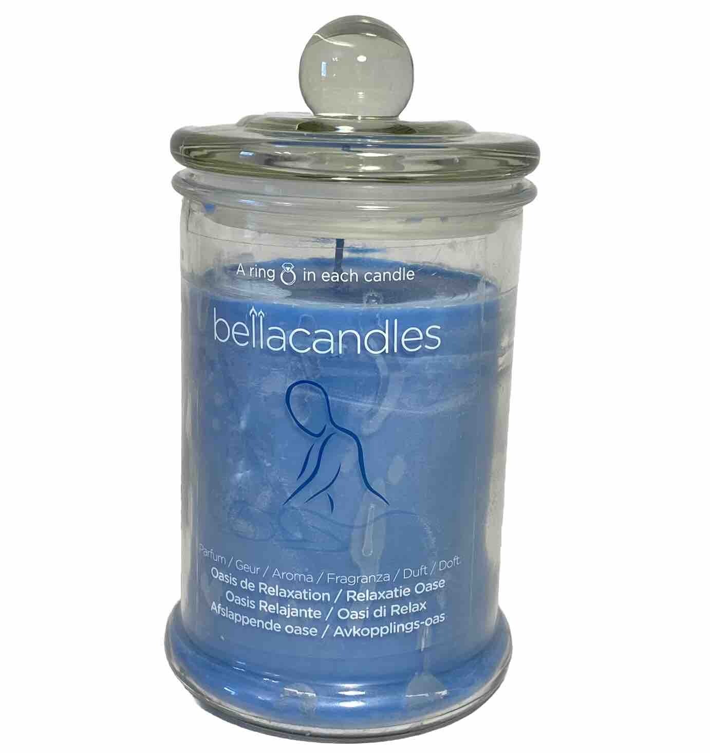 Bella Candle With Ring Inside Relaxation Oasis Scent 120 Hours Blue