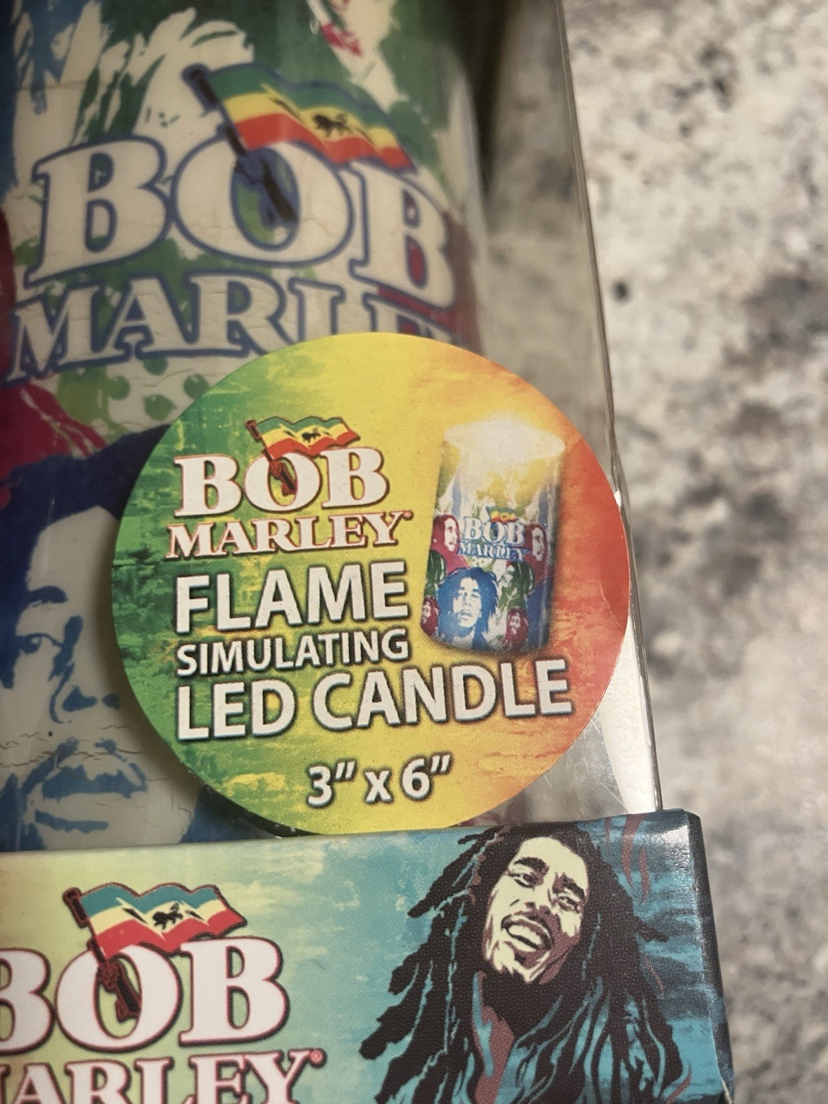 Set Of Two Battery Operated Flicker Flame Bob Marley Candles New