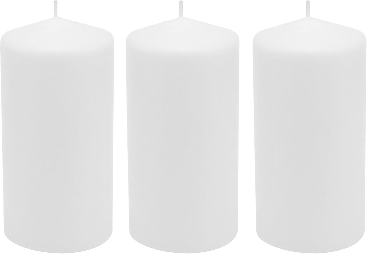3 Pack Tall 3 X 6 Inch 65 Hour Long Burning Unscented White Wax
