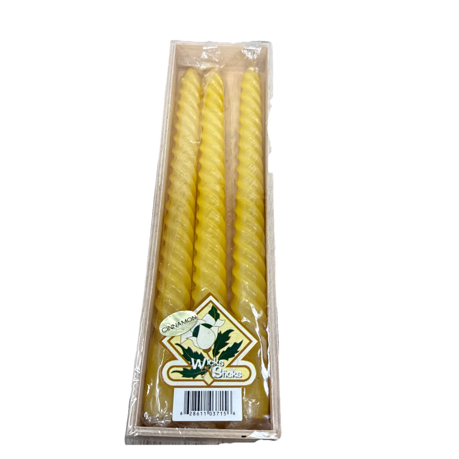 VTG Wicks ‘N Sticks Spiral Twisted Tapers 10″ Candles 1/2” New in BOX Yelllow