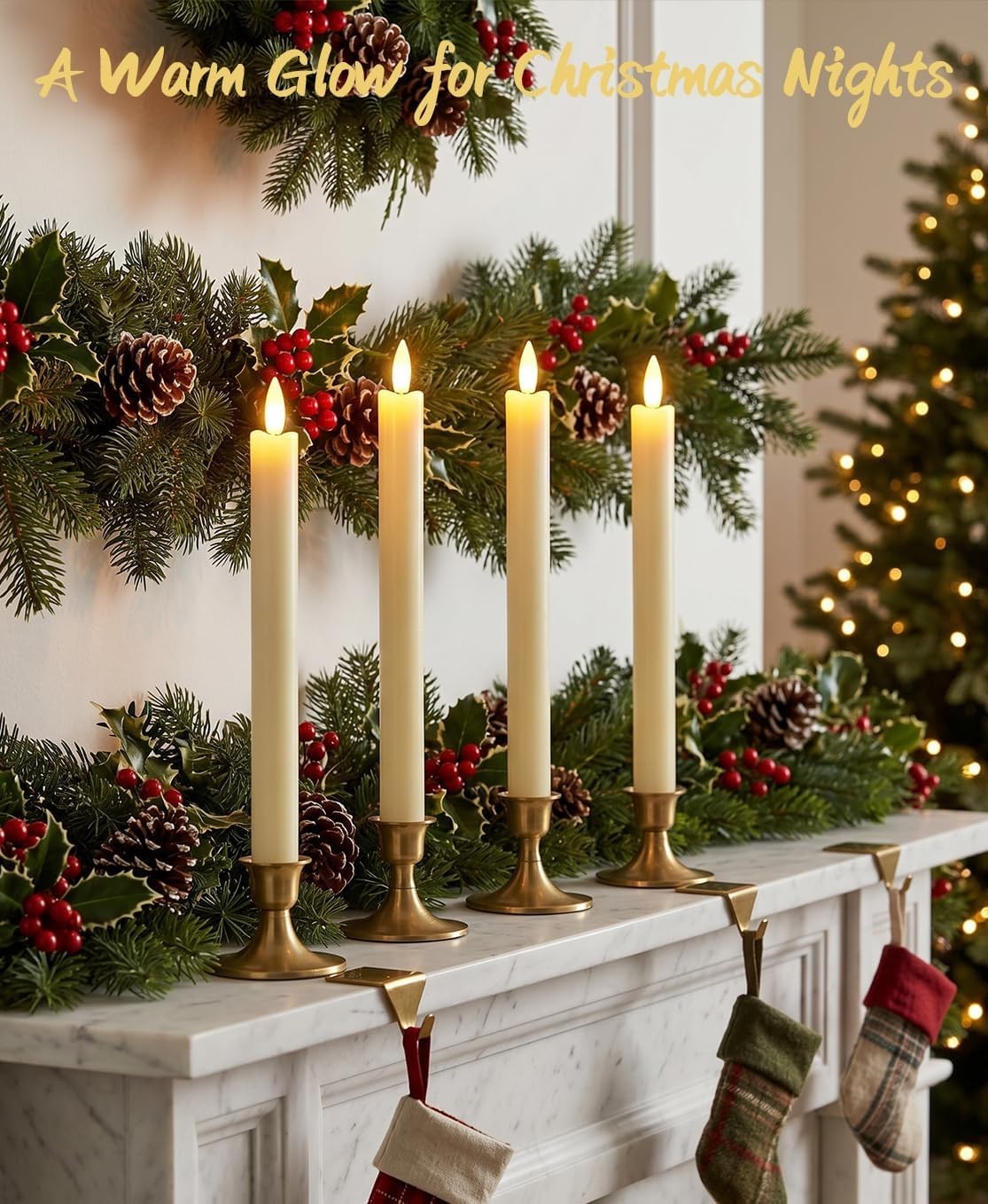Set of 2 8 Luminara Real Wax Flameless Taper Candles Moving Wick Ivory Weddin US