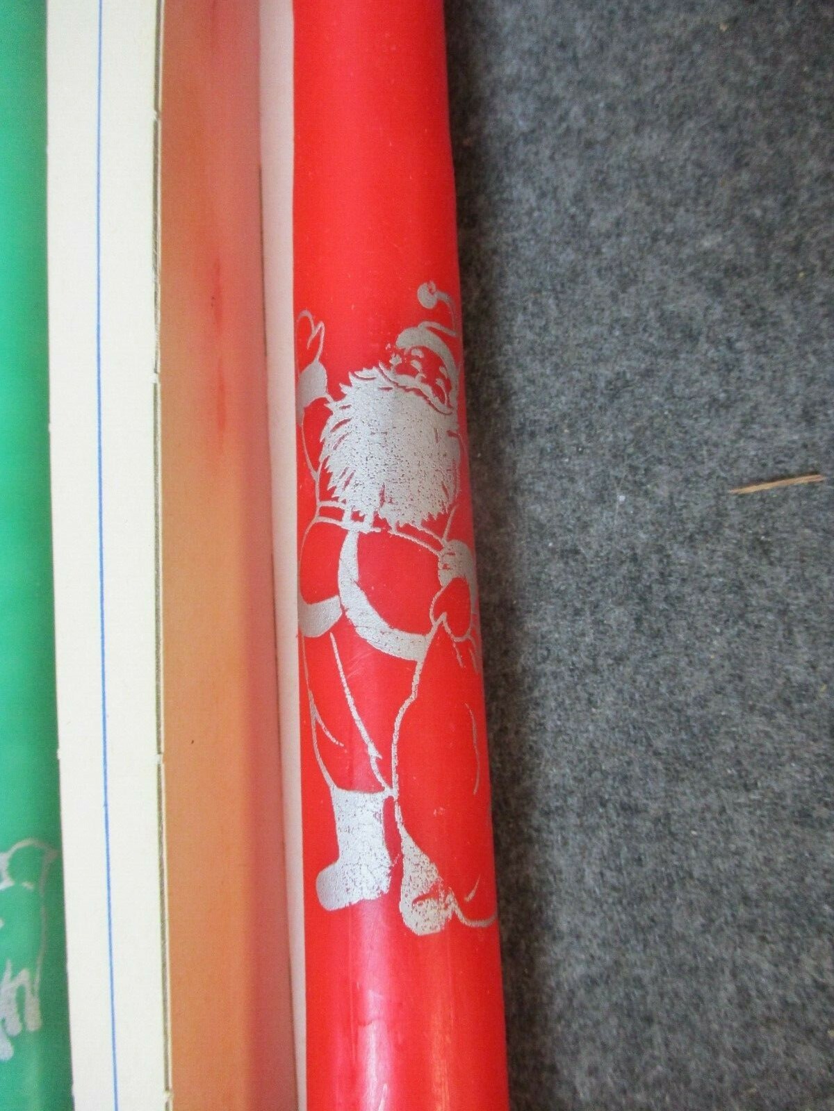 Vintage Emkay Christmas Taper Candles 12″ Pair – Red & Green – Santa & Shepherd