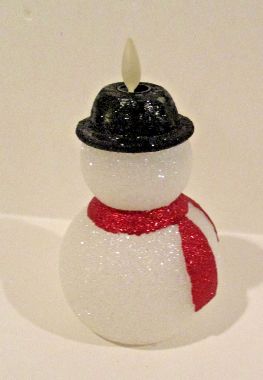 Luminara Snowman Figural Flameless LED Candle 6″ Real Wax Moving Flame Timer US