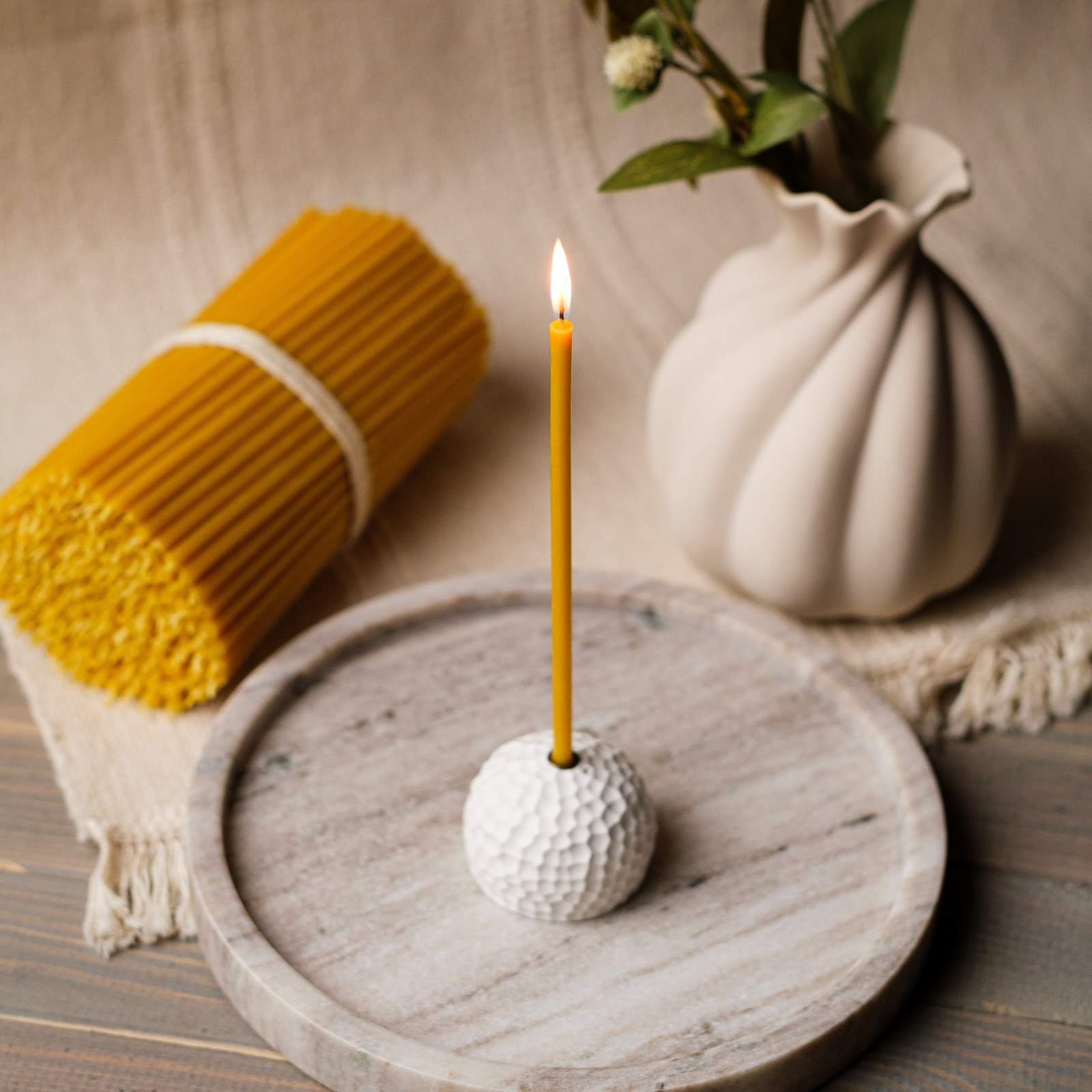 Pure Beeswax Thin Taper Candles 6.3″ x 0.2″ Church Orthodox (Pack 25-700)