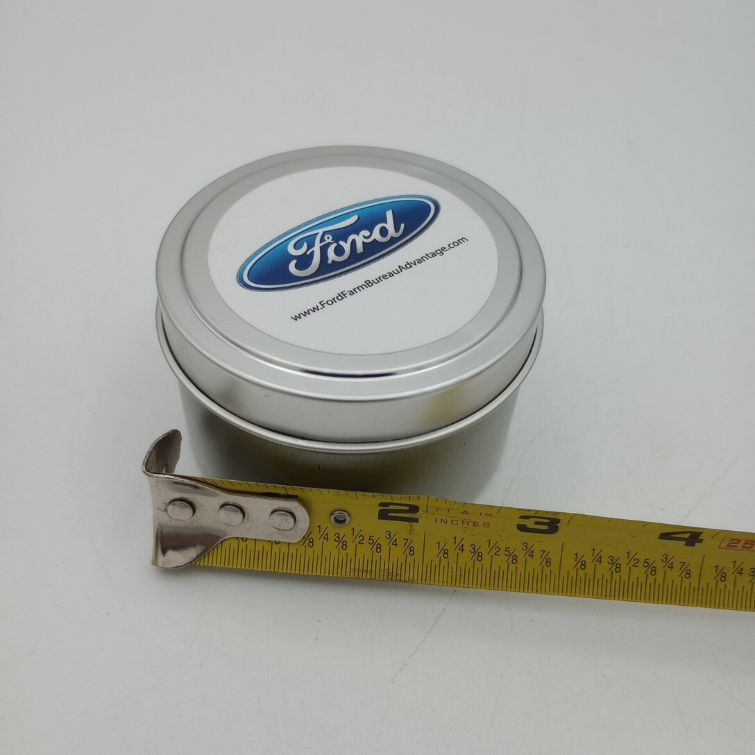 Ford Farm Bureau Advantage Pine Scented Wax Candle Tin Advertising Gift New