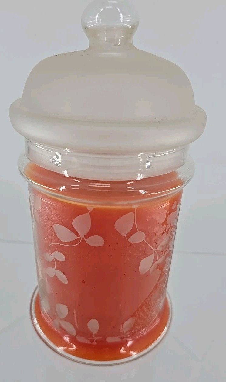 NEW! Essenza 14oz Tangy Tangerine Fragrant Candle Frosted Glass Jar And Cap