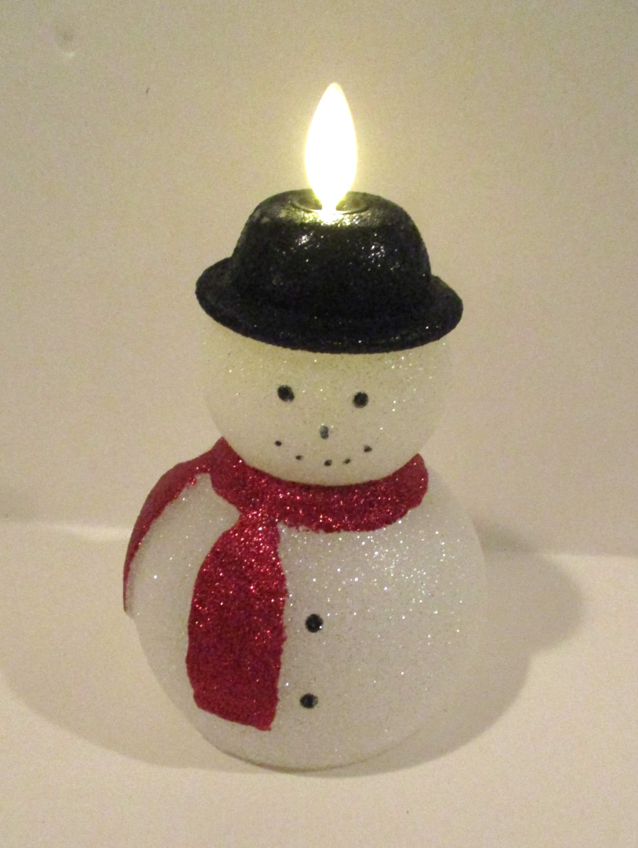 Luminara Snowman Figural Flameless LED Candle 6″ Real Wax Moving Flame Timer US