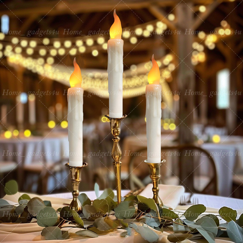 12PCS LED Flameless Flickering LED Taper Candles Battery Operated US Stock