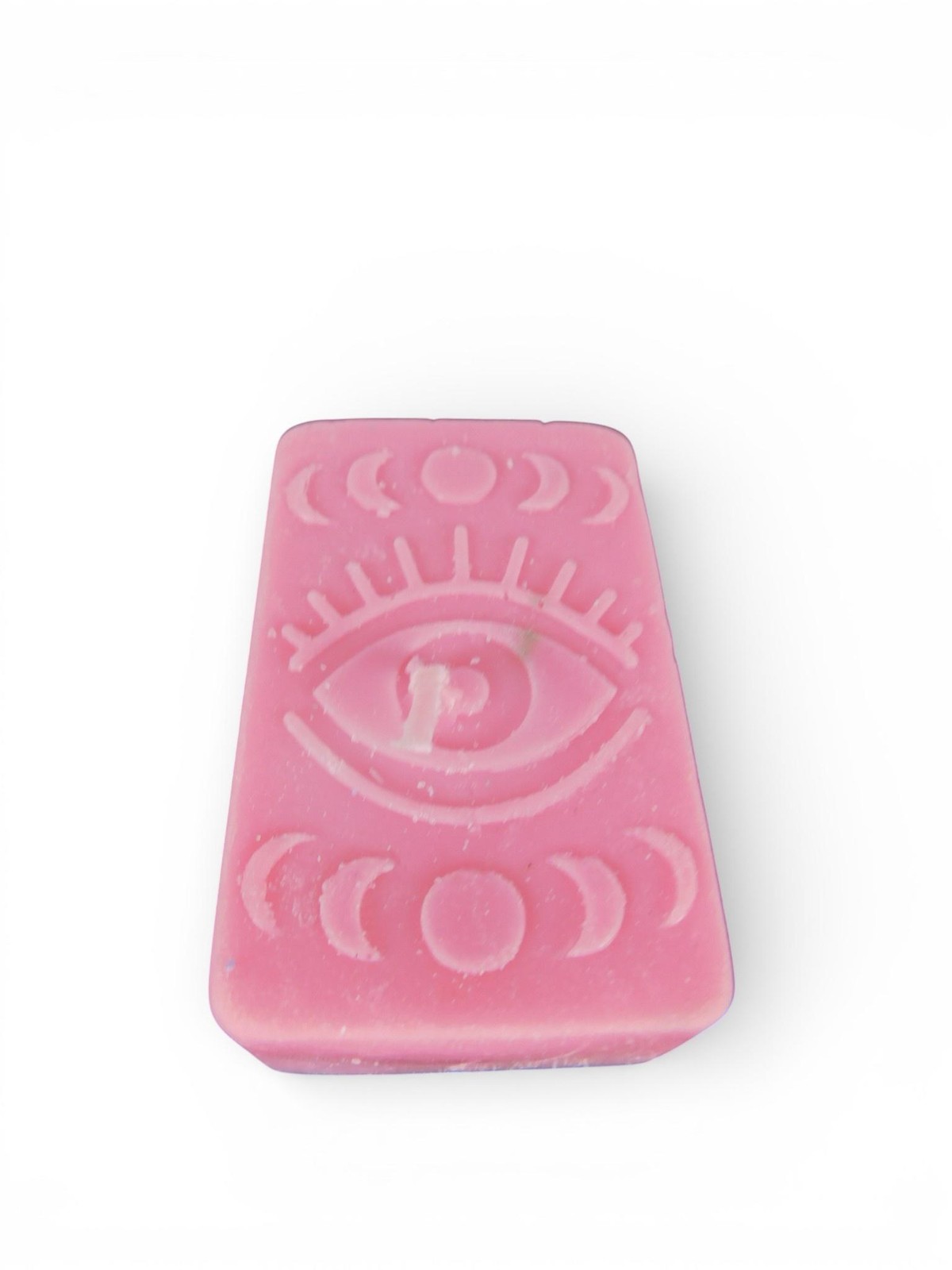 Handmade Pink Rectangle Eye Moon Phase Candle Small Mystical Wax Decor Witch