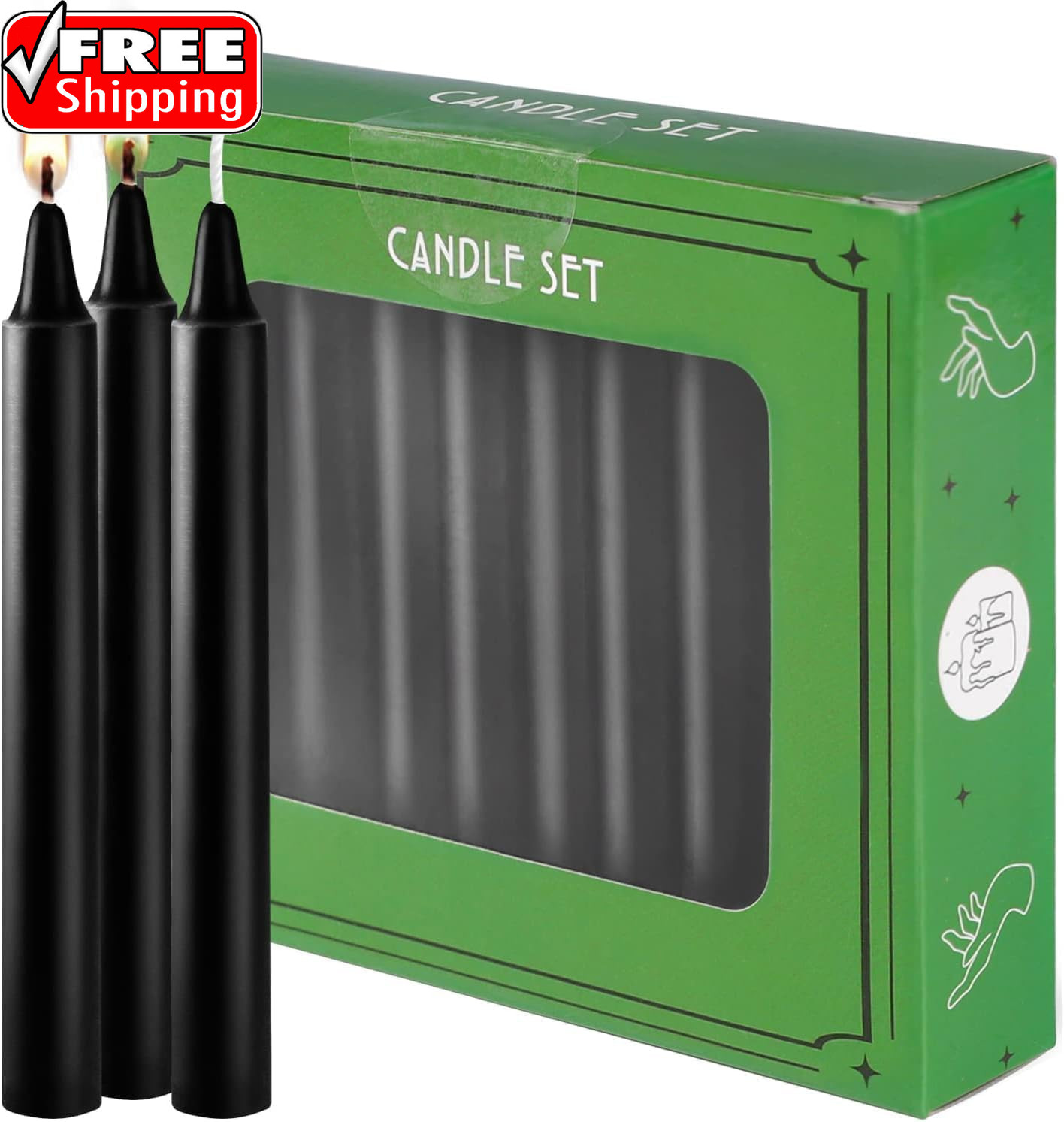 Spell Chime Candles 40 Pcs Black Candles, 4″ Tall Unscented Mini Taper Candle fo