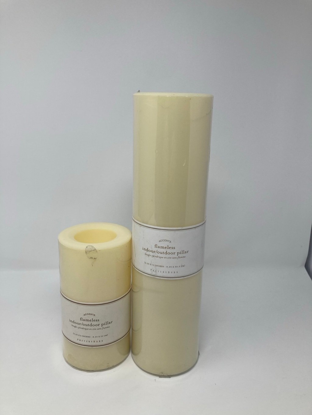 Pottery Barn Flameless Indoor/Outdoor Pillar Set Of Two
