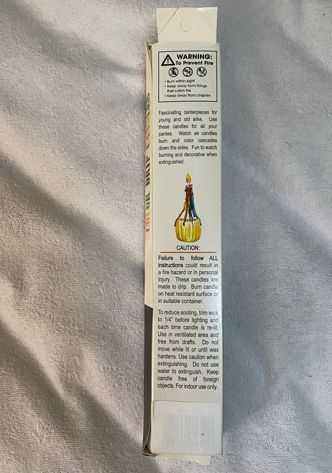 2 Per Pack Rainbow Multi Wax Color Drip Candles 9 1/5 ” Tall Vintage New