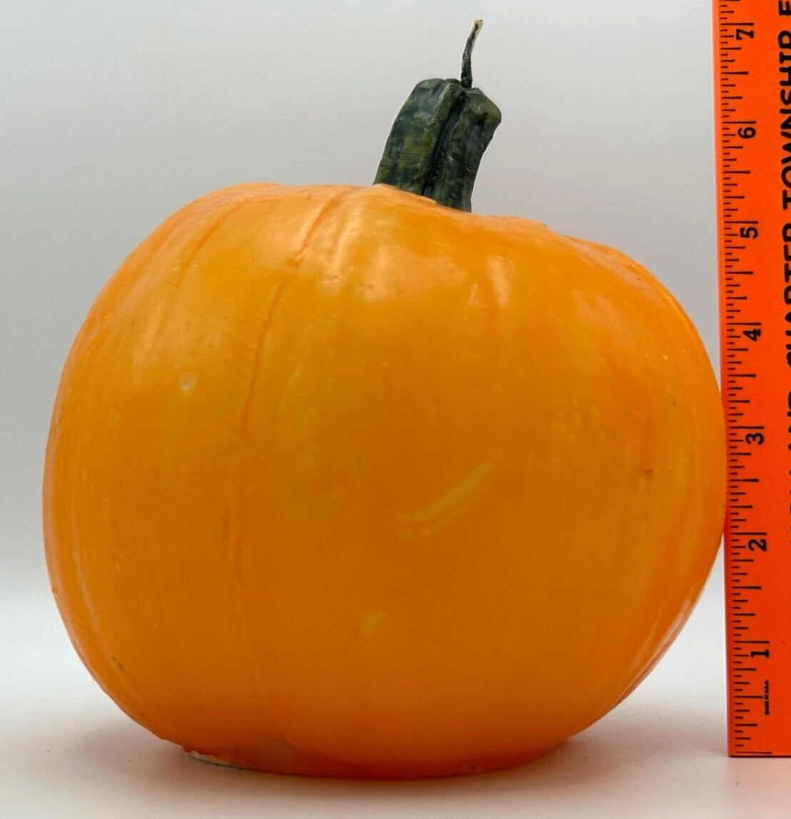 Large Pumpkin Shaped Candle 6″ x 7″ Fall Autumn Halloween Orange Never Burned