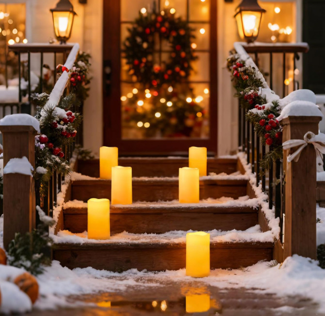 2 Outdoor Flameless Battery Operated Candles with Timer 3×6 Waterproof LED Light
