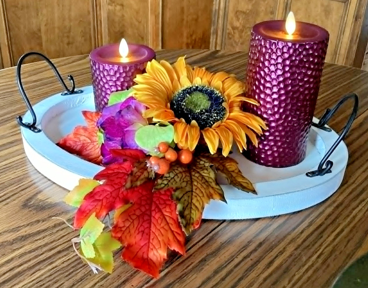Luminara S/2 Flameless 4″& 6″ Metallic Hammered Pillar Set In PLUM – FREE SHIP