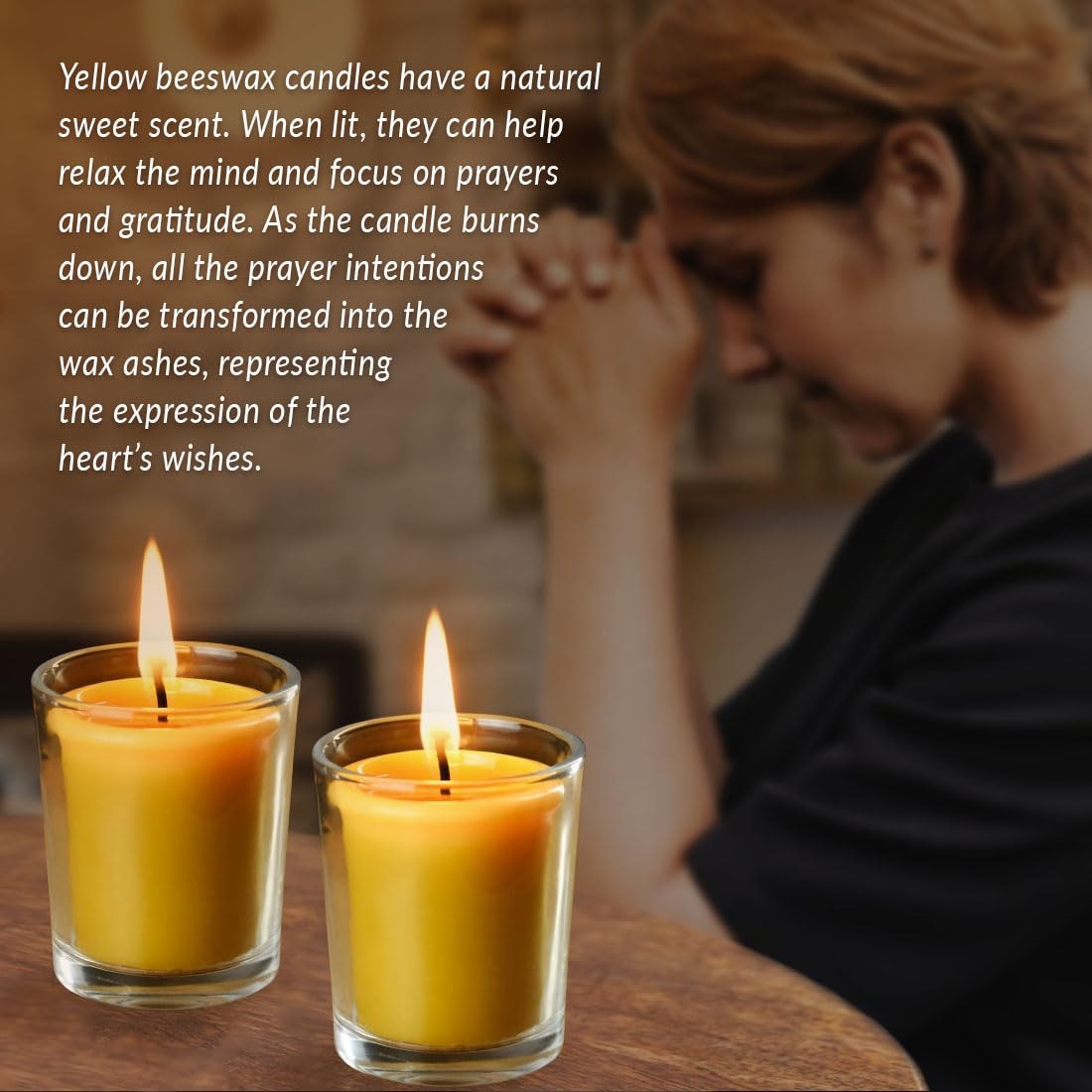 AGLARY 6PCS Pure Beeswax Votive Candles in Glass Cup, Raw with