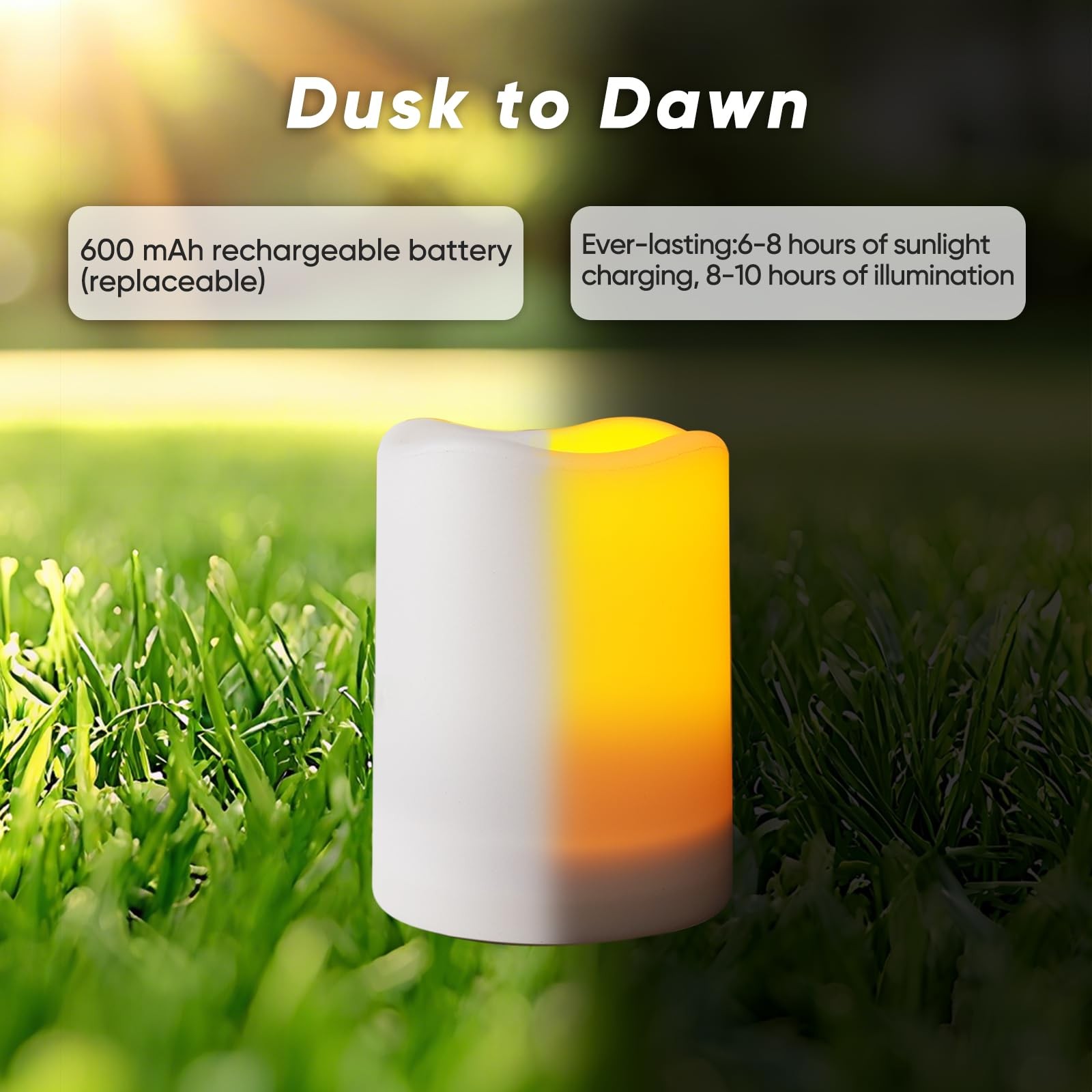 Solar Candles Outdoor Waterproof, Rechargeable Candles, Solar Powered Flamele…