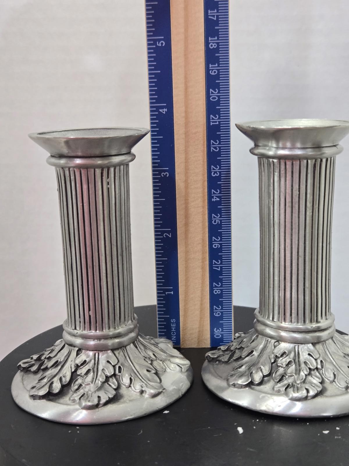 Pair of 1990 Seagull Canada Pewter Vintage Metal Candle Holders
