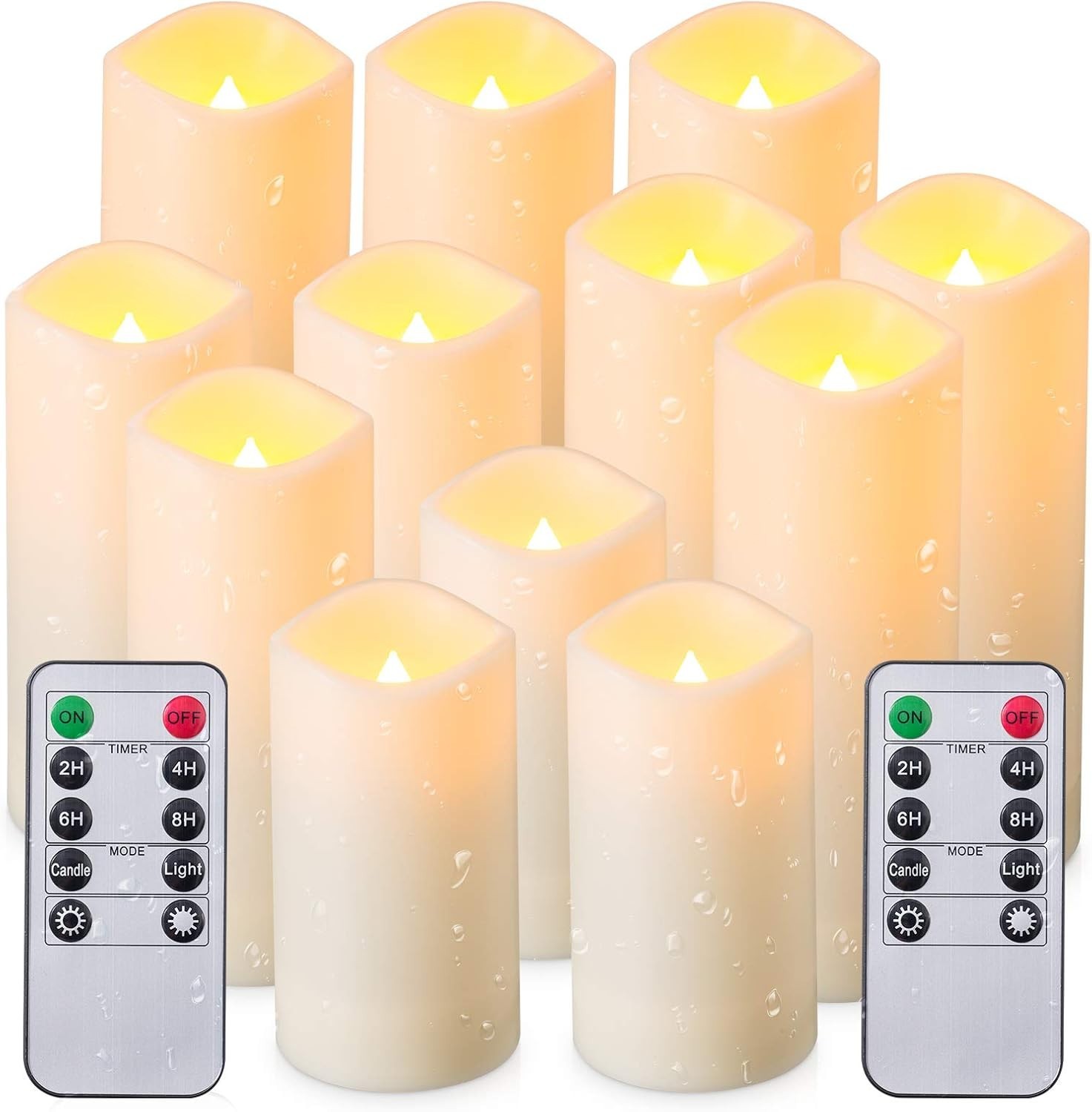Waterproof Flickering Flameless Candles, Set of 12 Battery Operated Candles D…