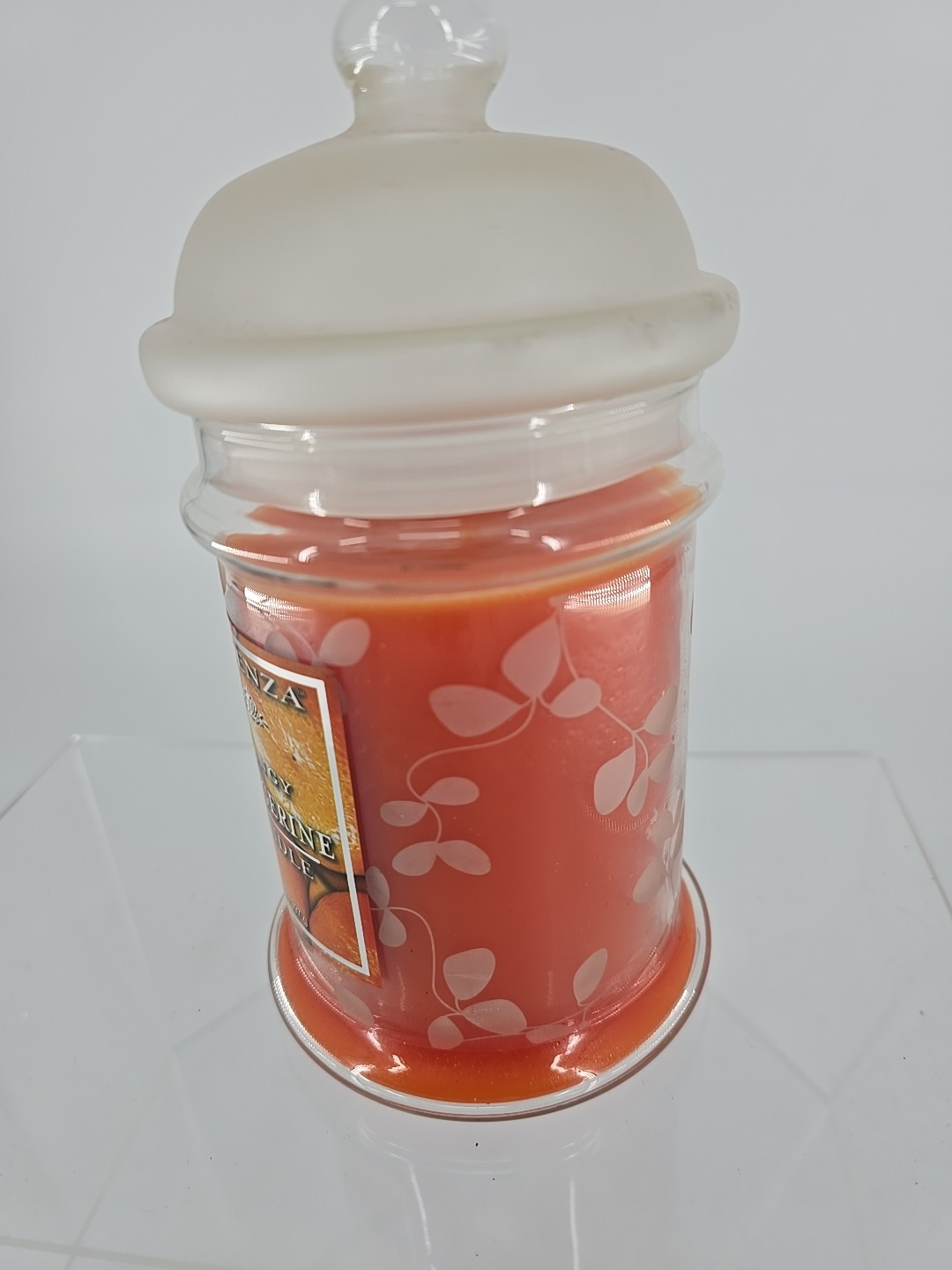 NEW! Essenza 14oz Tangy Tangerine Fragrant Candle Frosted Glass Jar And Cap