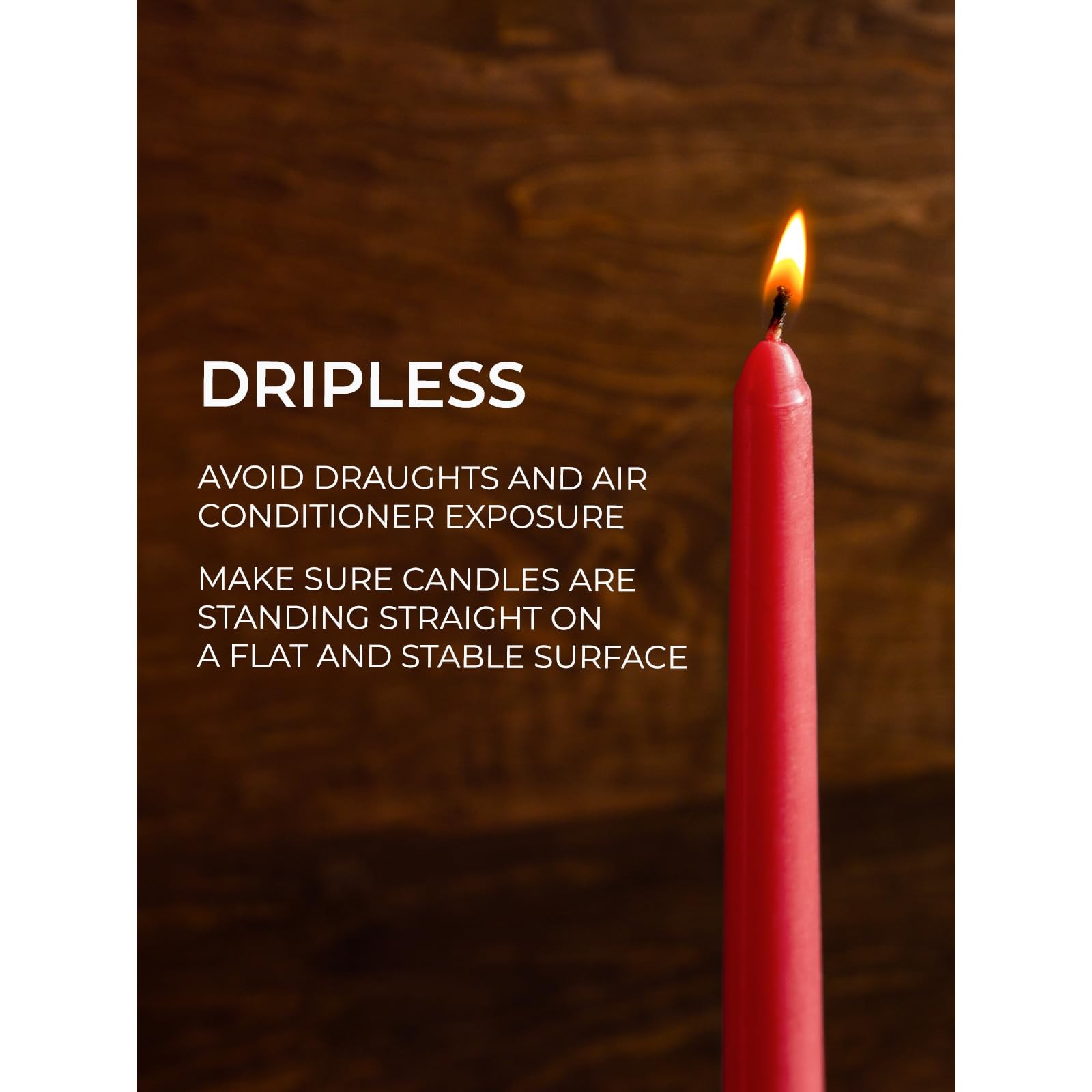 Red Taper Candles Dripless Long Burning Christmas Candlesticks 10 Inch 4 PCS
