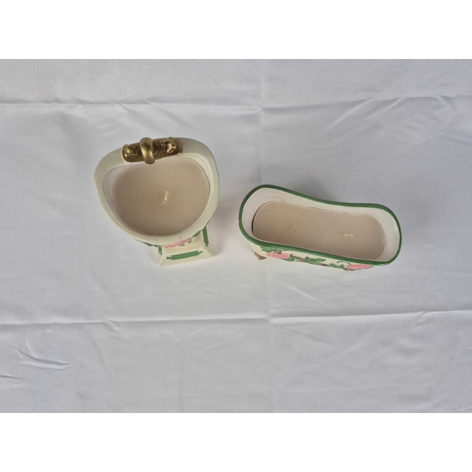 WMG 2005 Rose Bathroom Candle Set Sink Bathtub Ceramic Vanity Decor Floral