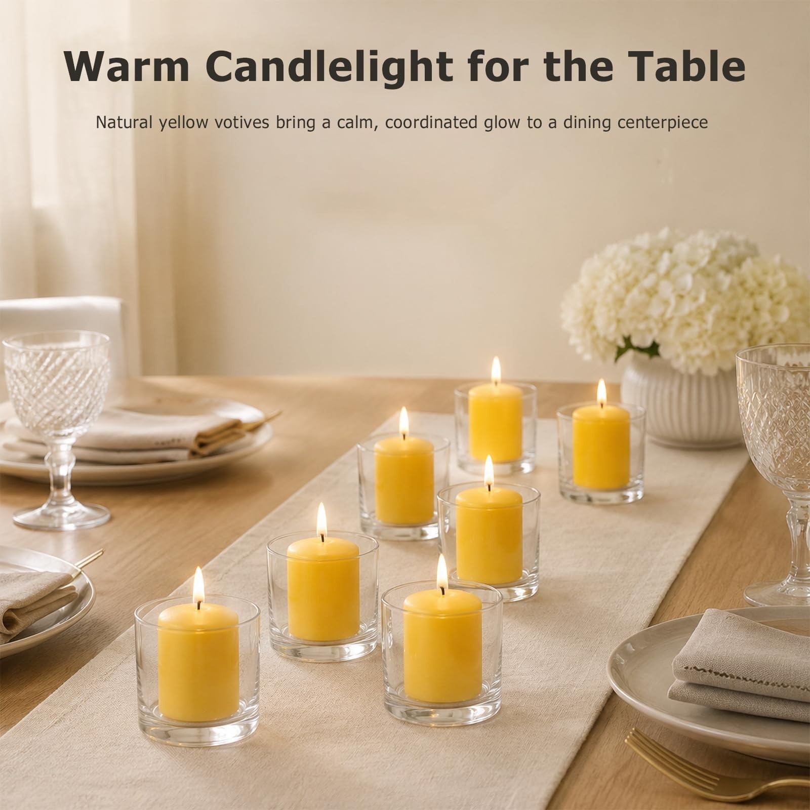 Bulk Beeswax Votive Candles 24 Pack | 8+ Hour Burn, Non-Toxic, Unscented, Lead-F
