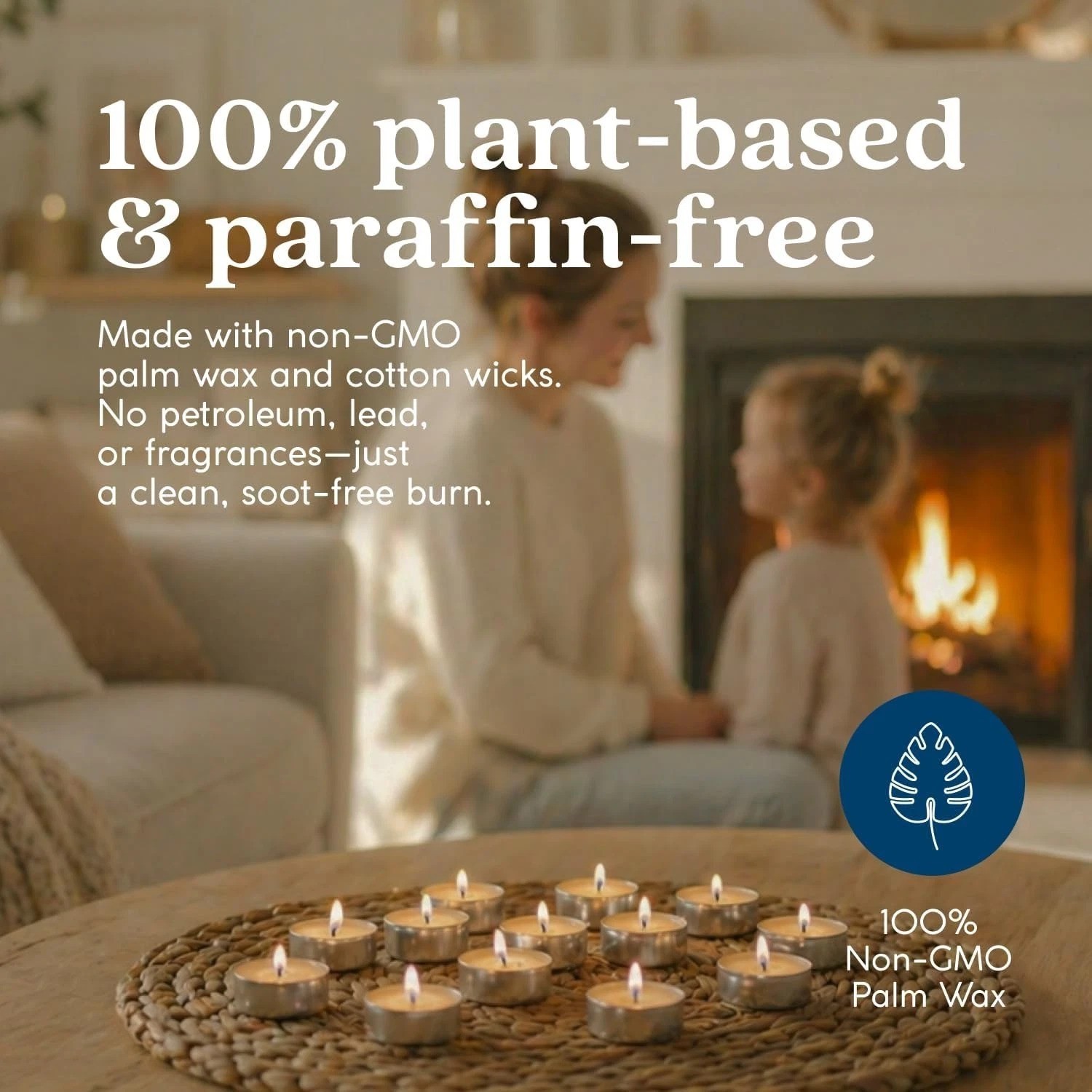 Paraffin-Free Tea Lights – 400 White Candles, Natural Palm Wax, Clean Burn