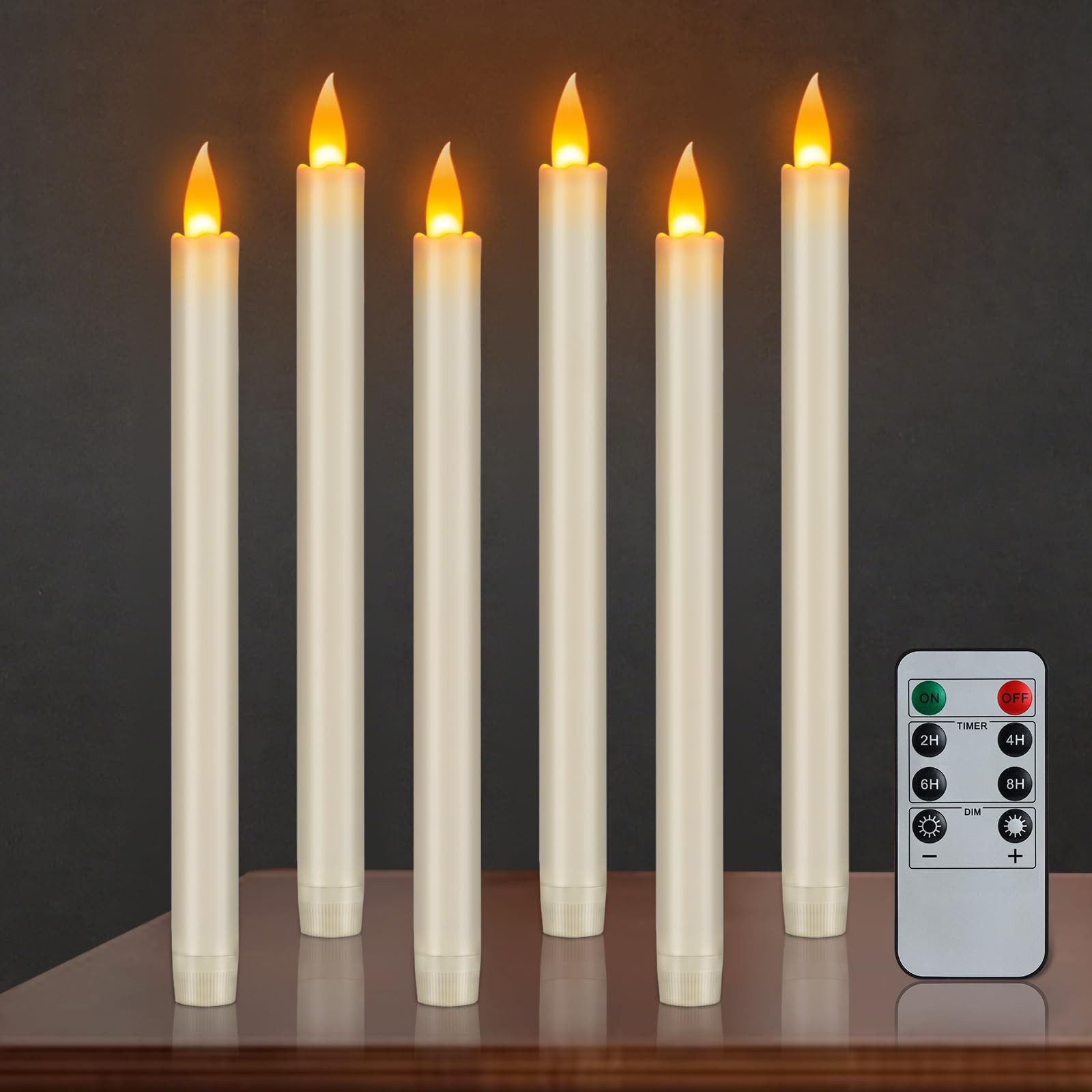 Flameless Taper Candles 10″ Dripless Battery Operated Candle with Remote Time…