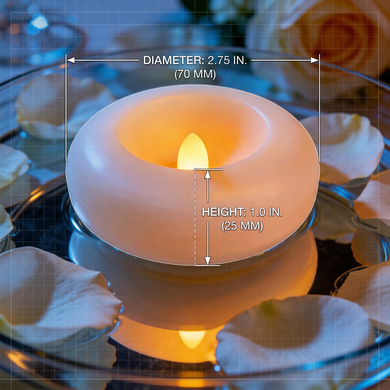 LED Floating Candles Flameless Tealights 2.75″, Water Activated Waterproof 12PK