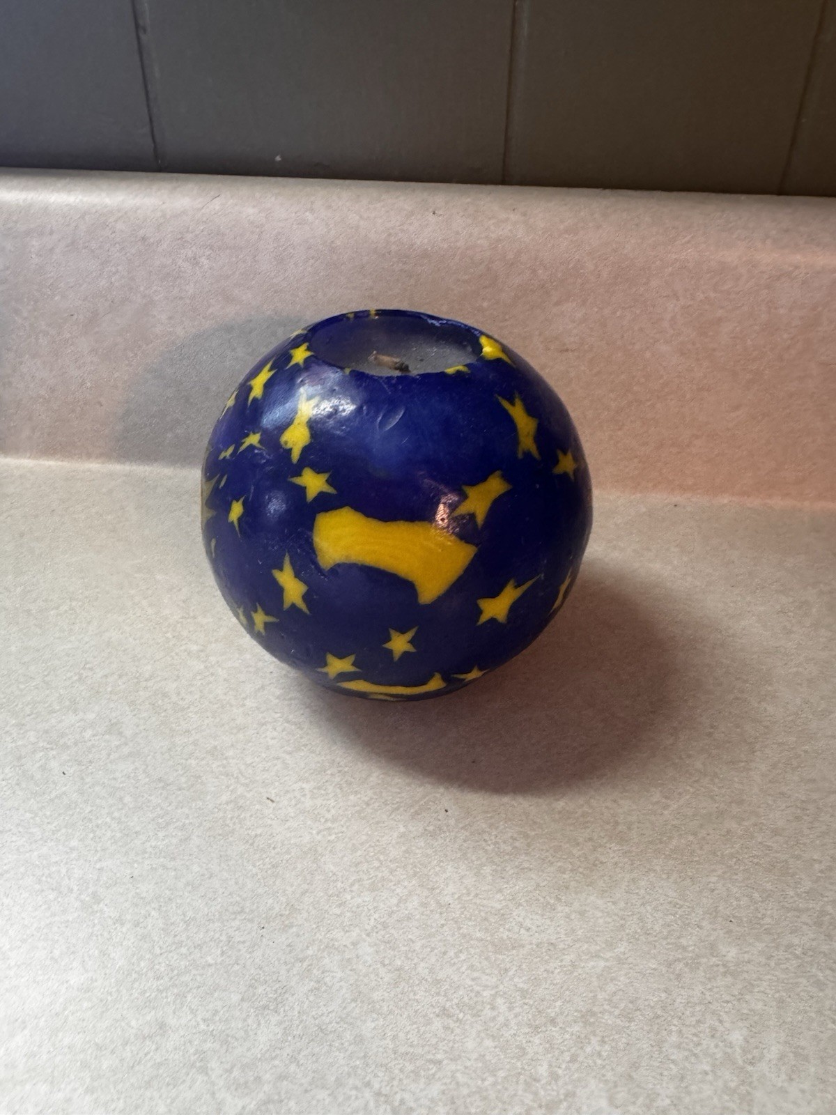 y2k celestial round candle 4in tall moon sun and stars