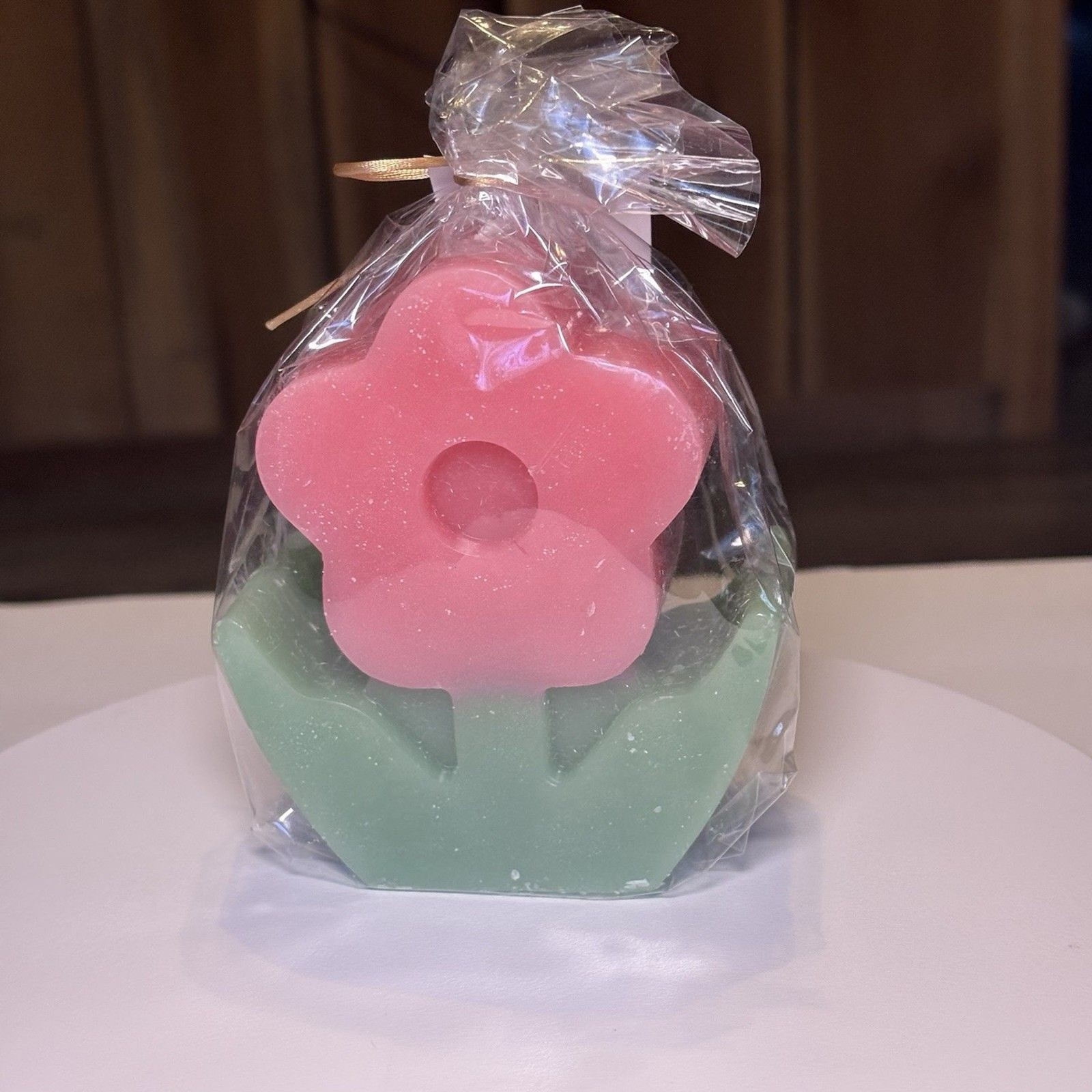 Flower Pillar Candle 4 inches Unscented Yellow Gift -Floral – Spring NEW!