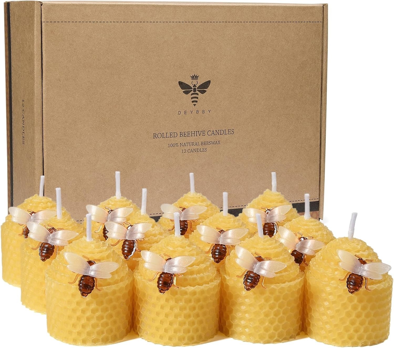 Yellow Natural Beeswax Votive Candles Set of 12 | Small Bees Wax Votive Candles