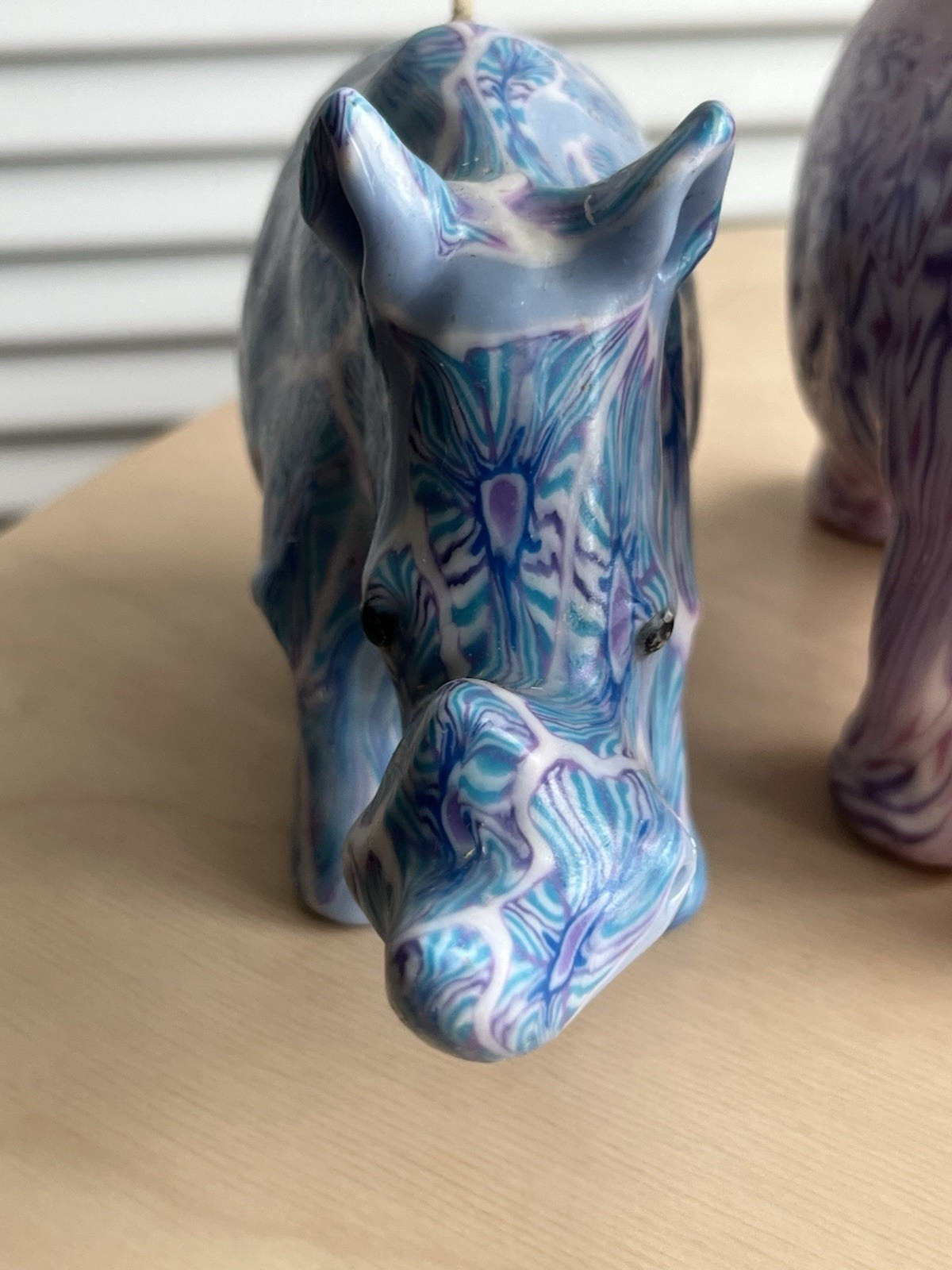 Vtg Swazi Candle Elephant Rhino Millefiori Wax Art African Animals Lot Of 2