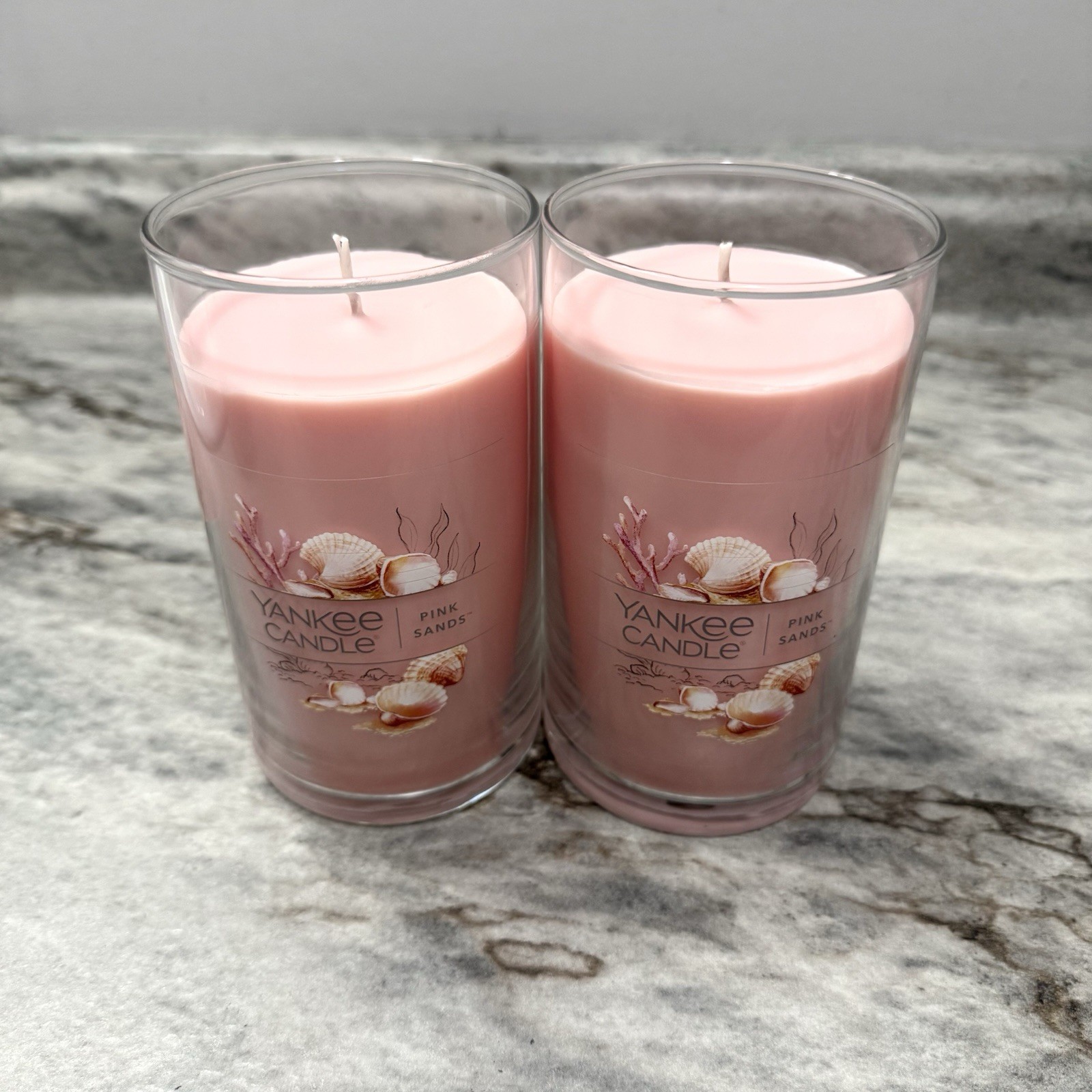 LOT OF 2 – NEW Yankee Candle Pink Sands 14.25oz Medium Jar Candle Beach Scent