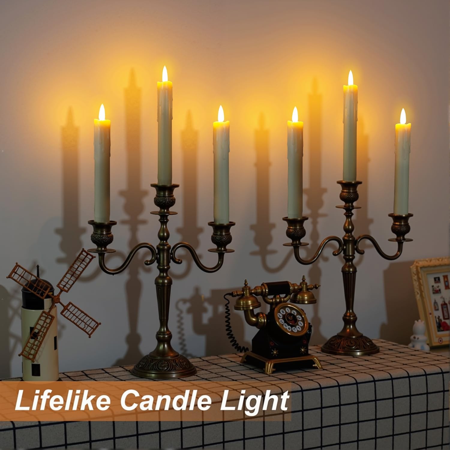6.7 Inch Flameless Taper Candles with Remote, Short Taper Candles Battery Ope…