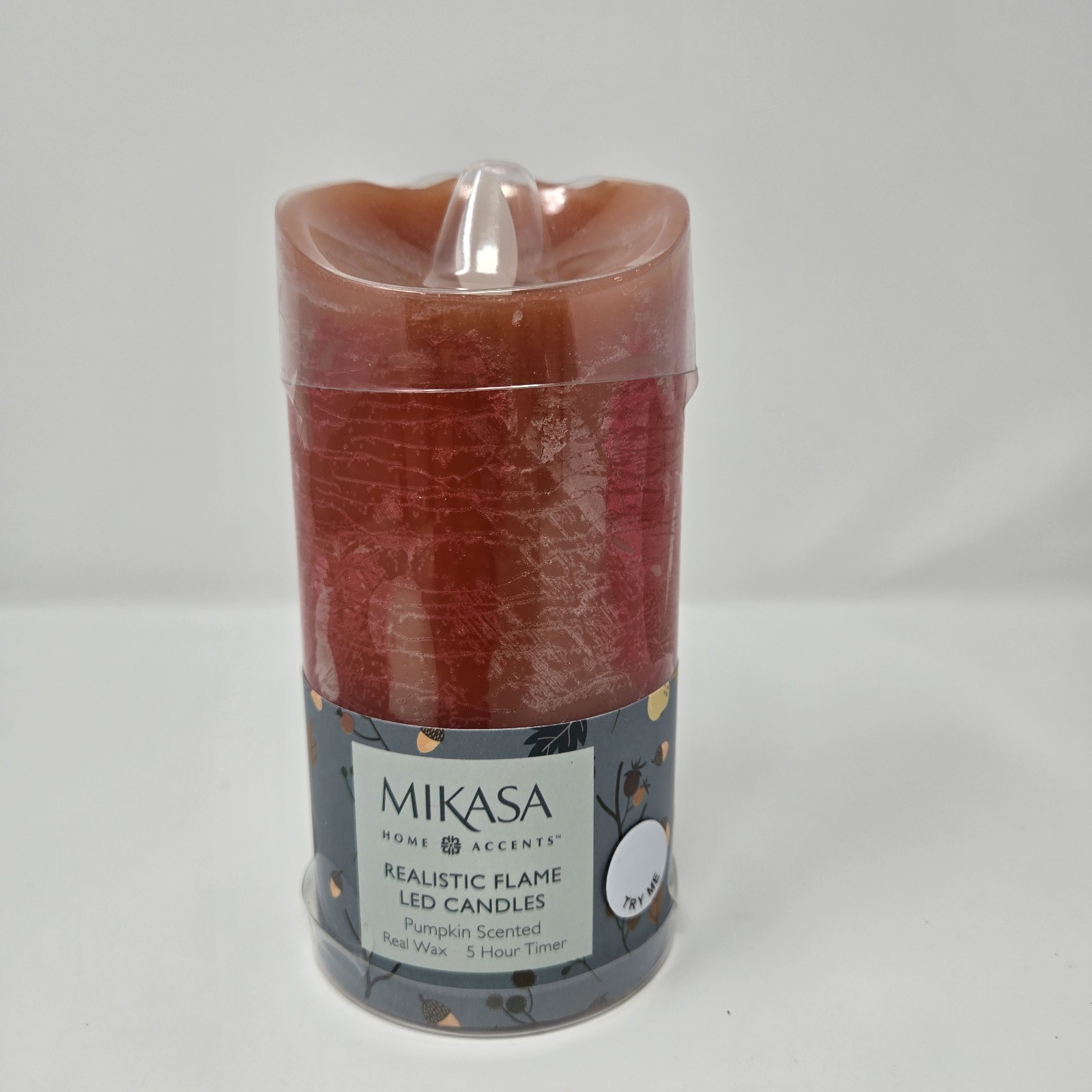 Mikasa Flameless LED Dancing Flame Pillar Candle Pumpkin Wax Battery Operated