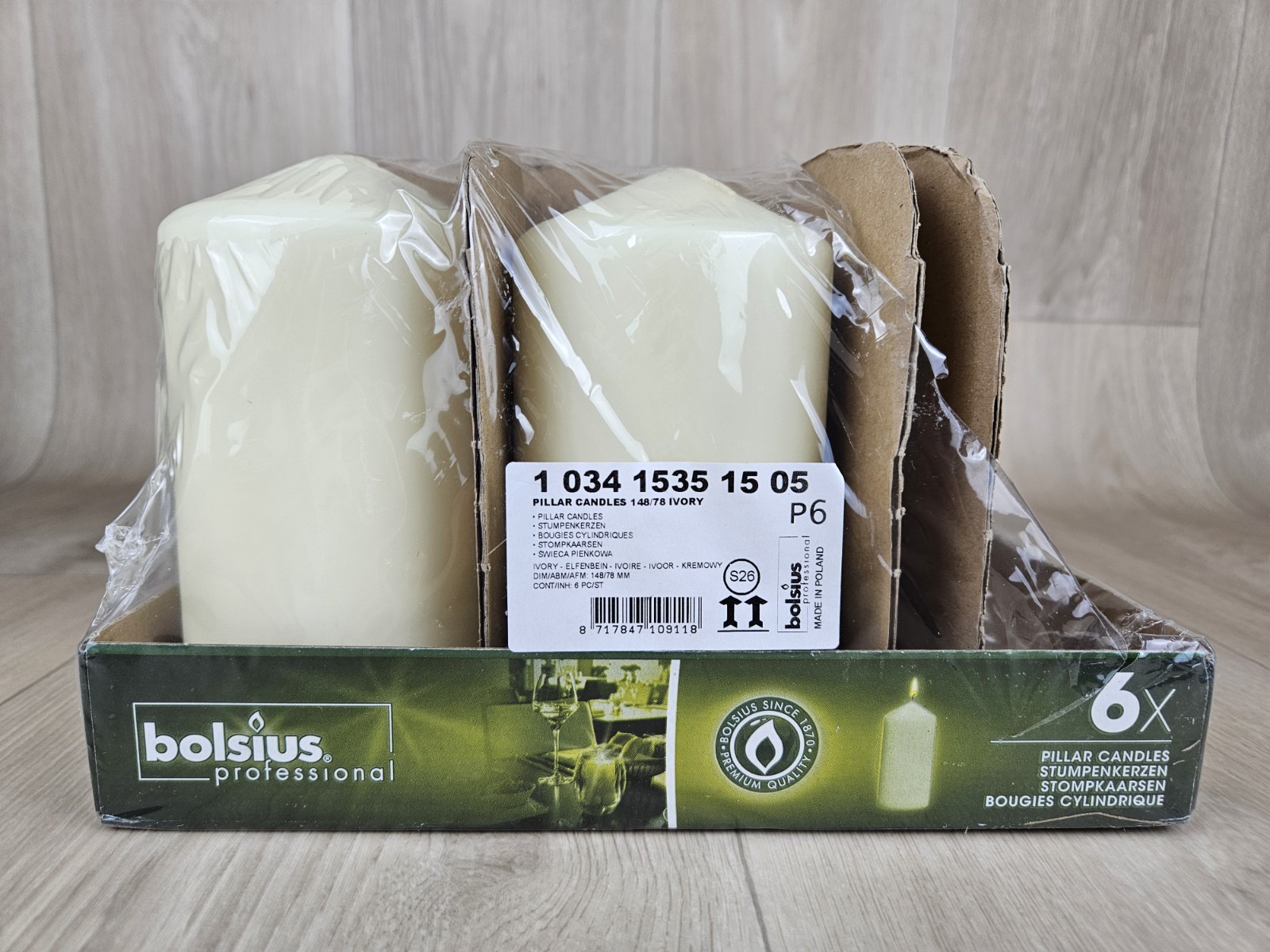 BOLSIUS 4 Ivory Pillar Candles 3X6 Inches Candles Made in POLAND Long Burn