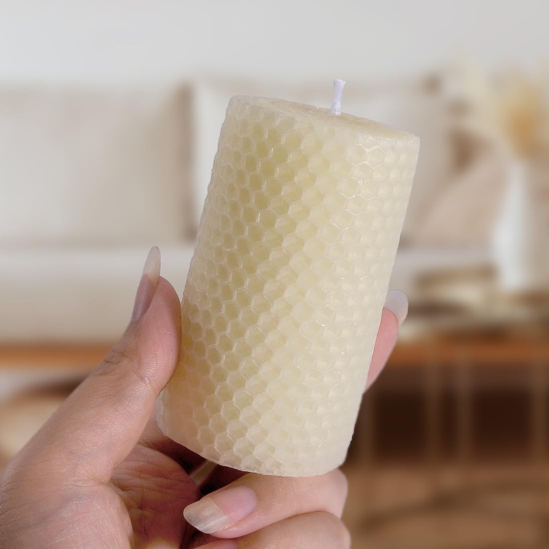 Classic Handmade Beeswax Pillar Candles – Unscented Elegance in 3 Count