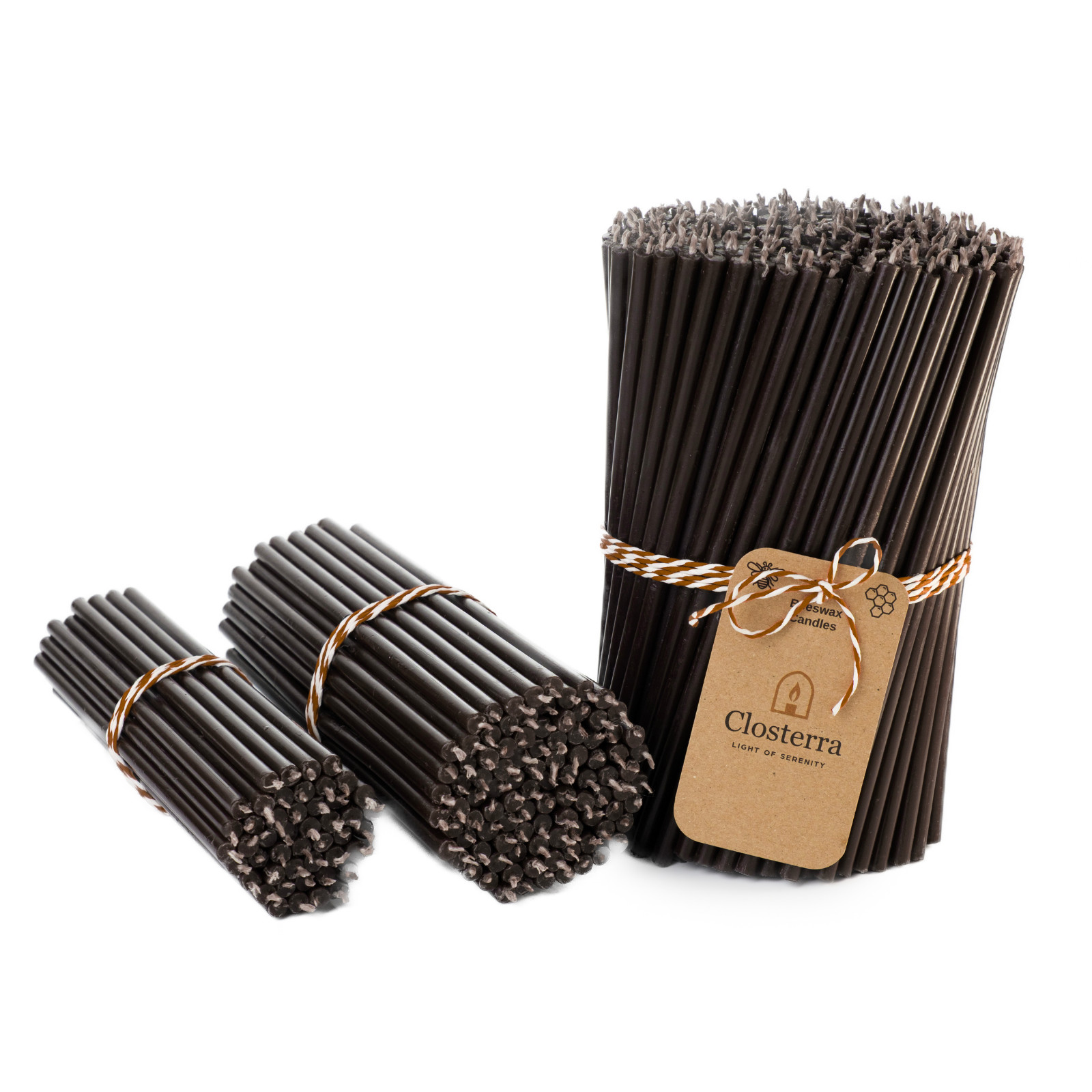 Very Thin Black Beeswax Taper Candles 7.3″ Slim Taper 0.24″ Orthodox Prayers