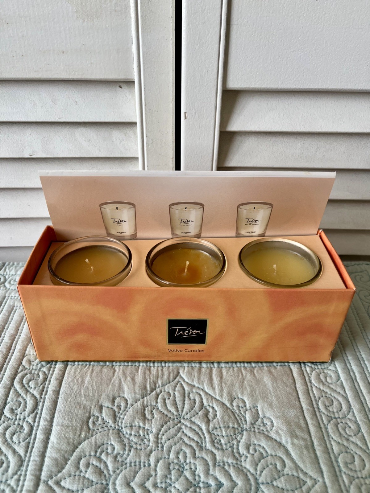 Lancome Tresor Votive Candle Gift Set 3 Candles Original Box New