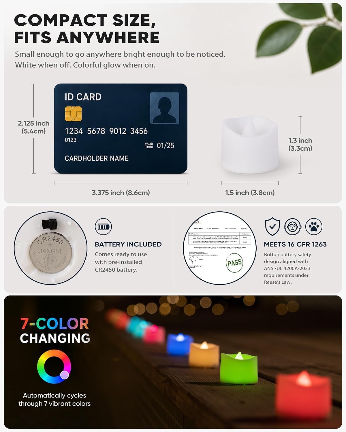200+ Hour 12-Pack LED Tea Lights with Changing Colors – Indoor & Outdoor Use