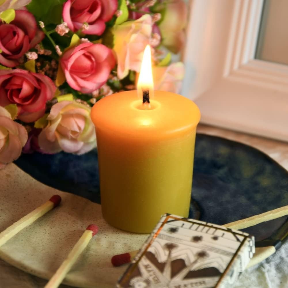 Radiant Yellow Beeswax Candles 4-Pack – 12 Hour Clean Burn for Any Occasion