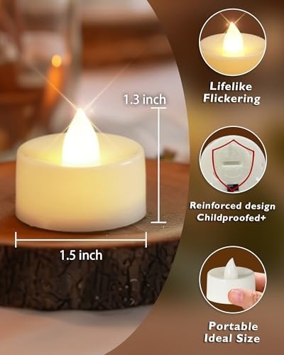 Flameless Tea Lights 100 Pack LED Flickering Candles Battery Operated Warm